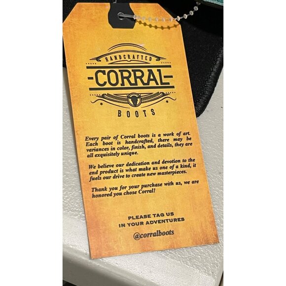 Corral Black Embroidered Leather Pointed Toe Cowboy Boots Western Sz 8 NEW - Picture 9 of 11